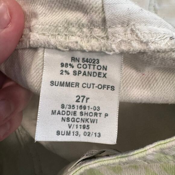 GAP 1969 Printed Summer Cut-Offs Jean Shorts Green & White Women's Size 27 R - Picture 6 of 6